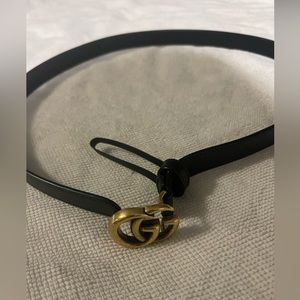 Black Gucci Leather Belt with Double G buckle